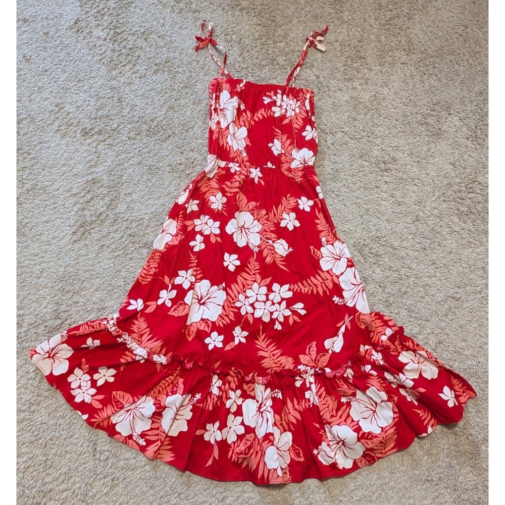 Hilo Hatties Hawaii Sun Dress Sz M Hawaiian Tropical Luau Ruffle Vacation Resort